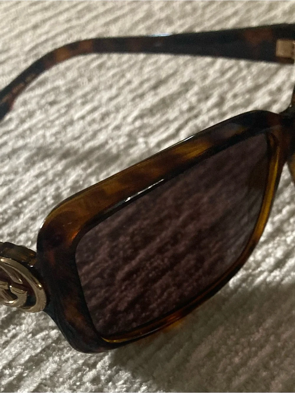 Gucci Rectangular Sunglasses in Dark Tortoise with Black Lenses